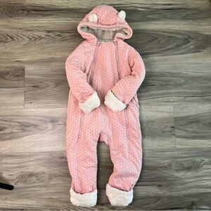 GAP Pink and Brown Polka Dot Baby Snowsuit